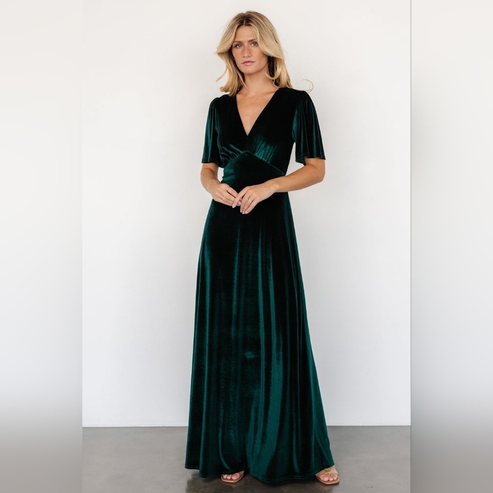 Baltic Born | Vivian Emerald Velvet Maxi Dress Size XS NWOT